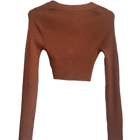 CAMILA COELHO Alena Brown Metallic Micro Cardigan size medium - Picture 4 of 8